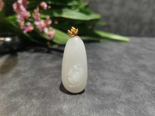 【御珠宫坊】金镶羊脂白玉花 商品图0