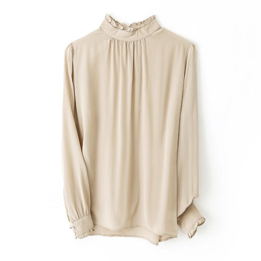 上海旗袍厂ASE-3381丝绸 圆领褶皱气质百塔时尚女士真丝衬衫 商品图4