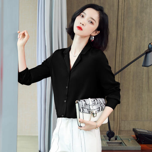 上海旗袍厂ASE-3371纯色气质百搭名媛真丝衬衫 商品图3
