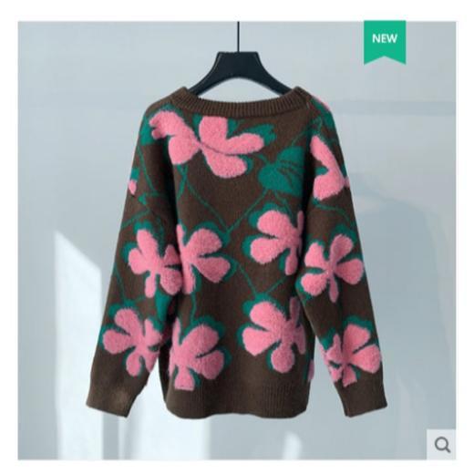 YHSS713350新款优雅气质宽松百搭加厚针织刺绣毛衣 商品图1