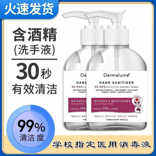 【75%酒精免洗消毒洗手液】500Ml医用便携 按压瓶成人300Ml家用学生儿童 商品图0