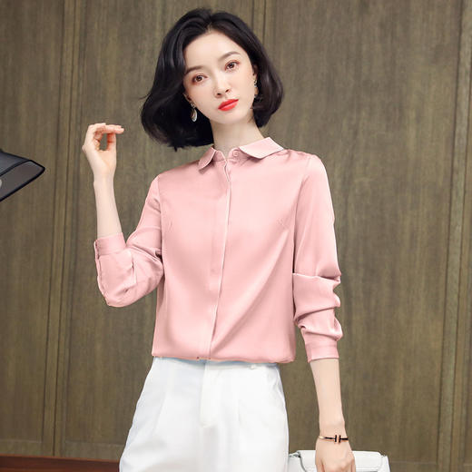 上海旗袍厂ASE-3369纯色立领单排扣气质真丝衬衫 商品图5