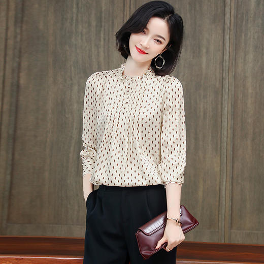 上海旗袍厂ASE-3502圆领时尚气质真丝衬衫 商品图1