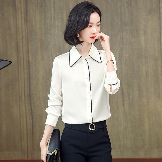 上海旗袍厂ASE-3375立领气质百搭单排扣真丝衬衫 商品图3