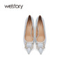 westory高跟鞋女2021年新款春季婚鞋新娘鞋细跟金属扣W21AE52181 商品缩略图3