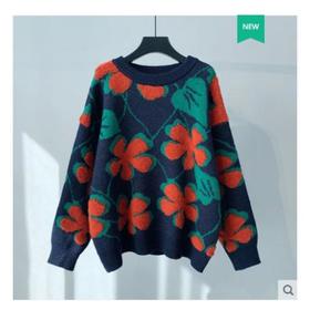 YHSS713350新款优雅气质宽松百搭加厚针织刺绣毛衣