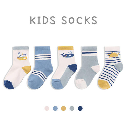 【5双装】a类儿童袜子秋冬季中筒可爱卡通插画1-12岁男孩女童新款宝宝袜子 商品图4