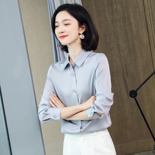 上海旗袍厂ASE-3367立领单排扣气质单排扣真丝衬衫 商品图1