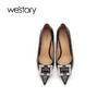 westory高跟鞋女2021年新款春季婚鞋新娘鞋细跟金属扣W21AE52181 商品缩略图4