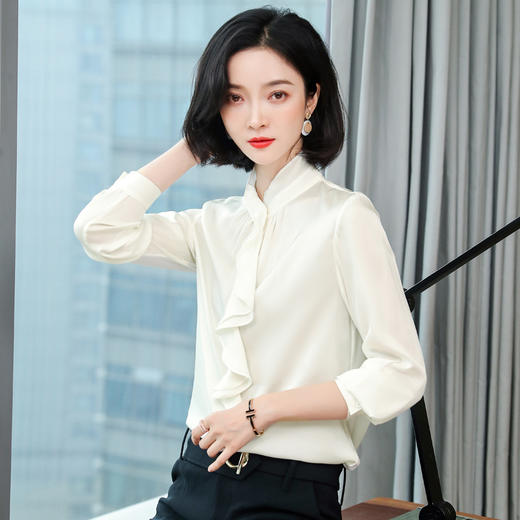 上海旗袍厂ASE-3391气质百塔时尚真丝衬衫 商品图1
