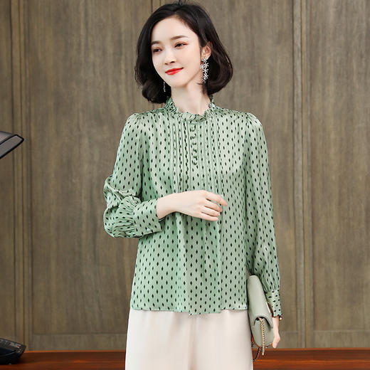 上海旗袍厂ASE-3502圆领时尚气质真丝衬衫 商品图2