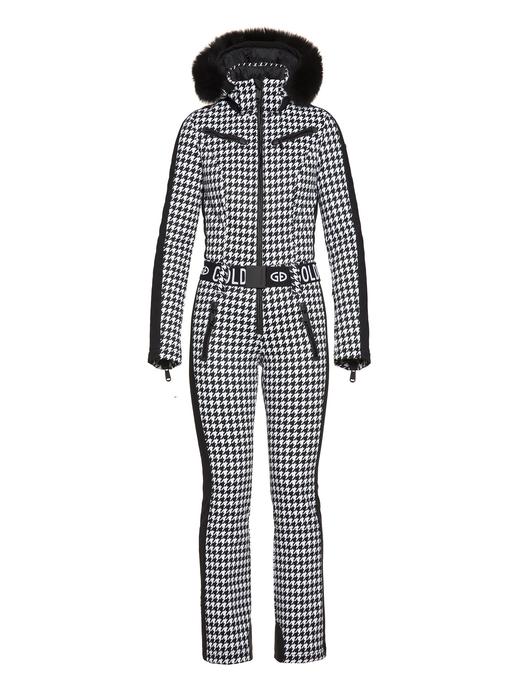 Goldbergh - France, Ladies Knitted Jumpsuit Real Fox Fur - White - 女装 - 连体滑雪服 - 白色/黑色 商品图1