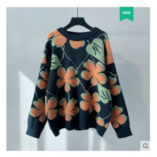 YHSS713350新款优雅气质宽松百搭加厚针织刺绣毛衣 商品图2