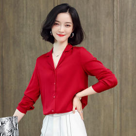 上海旗袍厂ASE-3371纯色气质百搭名媛真丝衬衫