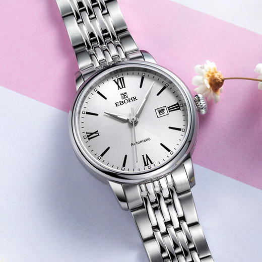 依波(EBOHR)手表 大师系列简约大气白面机械情侣对表钟表3614 商品图1