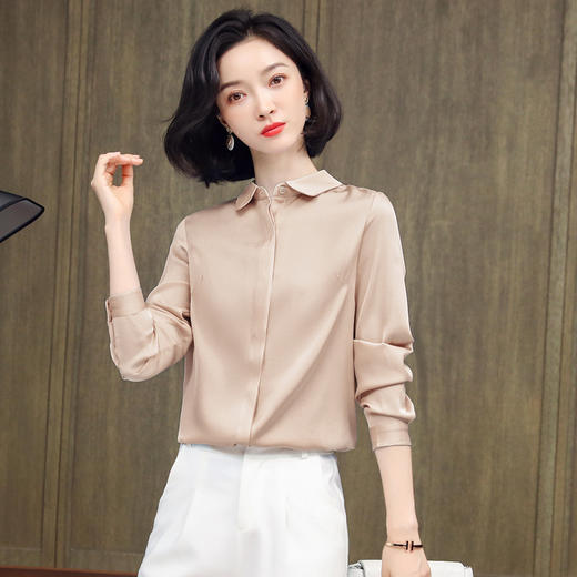 上海旗袍厂ASE-3369纯色立领单排扣气质真丝衬衫 商品图3