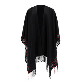 ALEXANDER MCQUEEN 亚历山大 麦昆 带logo 女士披肩围巾 黑色 628293 3777Q 1074