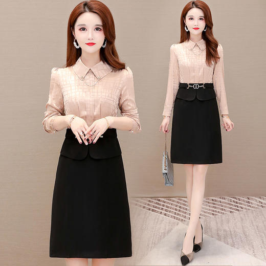 YWE  XYKL-610气质优雅时尚中长款拼接减龄连衣裙 商品图3