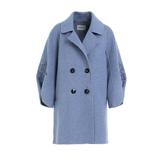 Famecoco范可儿双面呢大衣女中长款冬季毛呢外套F198AC008 商品图4