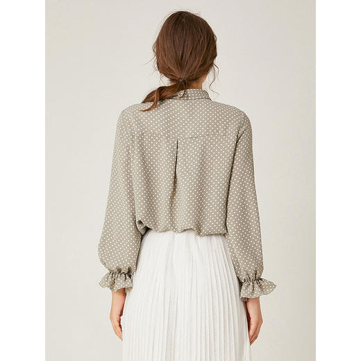 famecoco范可儿新品淑女蝴蝶结领雪纺衫波点印花衬衫女 F198BA001 商品图1