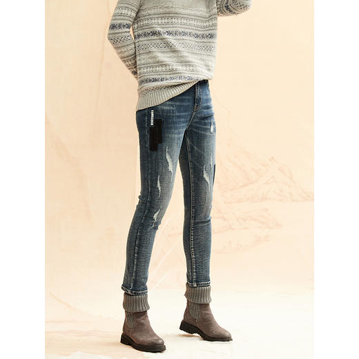 Famecoco范可儿牛仔裤铅笔裤修身小脚长裤F198GA013 商品图3