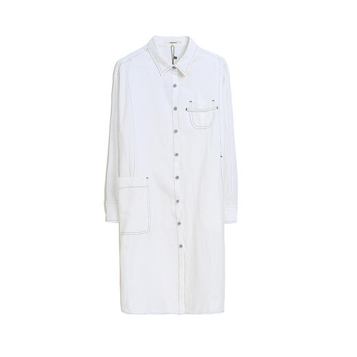 famecoco范可儿宽松苎麻衬衫女长袖休闲百搭中长款F195BA026 商品图4