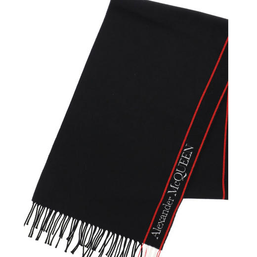 ALEXANDER MCQUEEN 亚历山大 麦昆 带logo 女士围巾 黑色 626236 3777Q 1074 商品图1