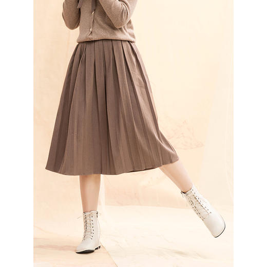 famecoco范可儿半身裙女A字裙百褶裙中长款F201HA101 商品图2