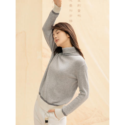 Famecoco范可儿高领毛衣女士秋冬内搭套头针织衫上衣F188DB019 商品图1