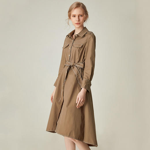 famecoco范可儿赫本风衬衫连衣裙小心机收腰显瘦中长款F191FA032 商品图2