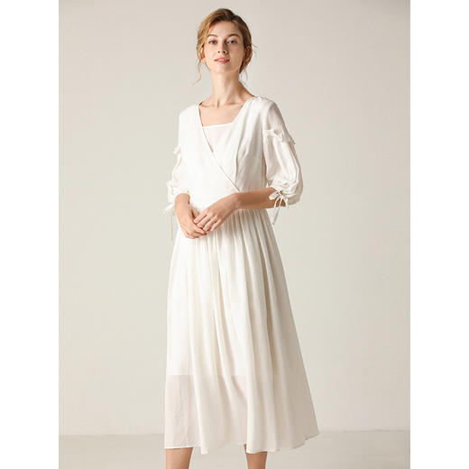 Famecoco夏新款法式超仙女收腰显瘦气质甜美连衣裙长裙F203FA022 商品图3