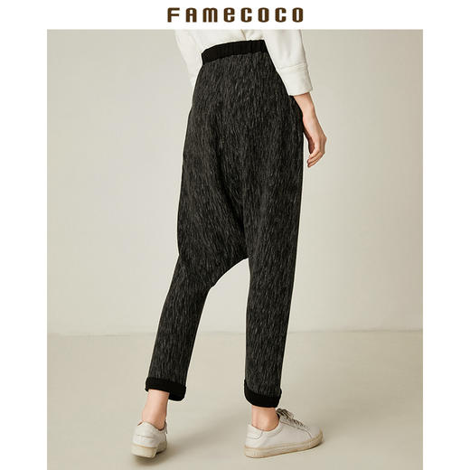 famecoco范可儿秋冬休闲裤女松紧腰宽松束脚哈伦裤F185GA004 商品图1