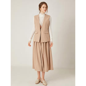 Famecoco范可儿套装气质洋气两件套马甲外套半身裙F195EA001