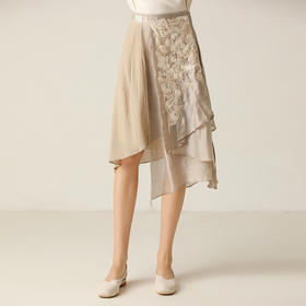 famecoco范可儿半身裙刺绣工艺不规则裙女F203HA004