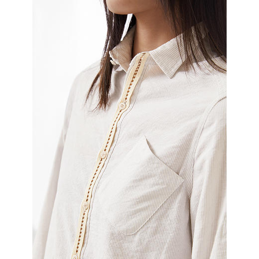 famecoco范可儿秋季女士棉衬衫长袖女宽松百搭上衣F205BA005 商品图3