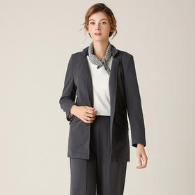 Famecoco范可儿小西装外套女秋季韩版休闲英伦风灰色F201AB025