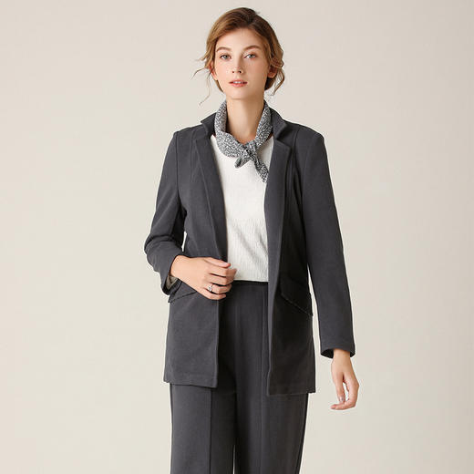 Famecoco范可儿小西装外套女秋季韩版休闲英伦风灰色F201AB025 商品图0