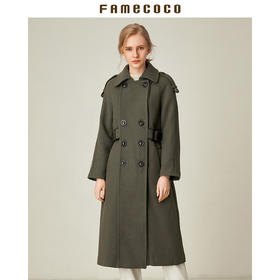 famecoco范可儿2020秋冬季女士大衣中长款收腰气质外套F177AC019