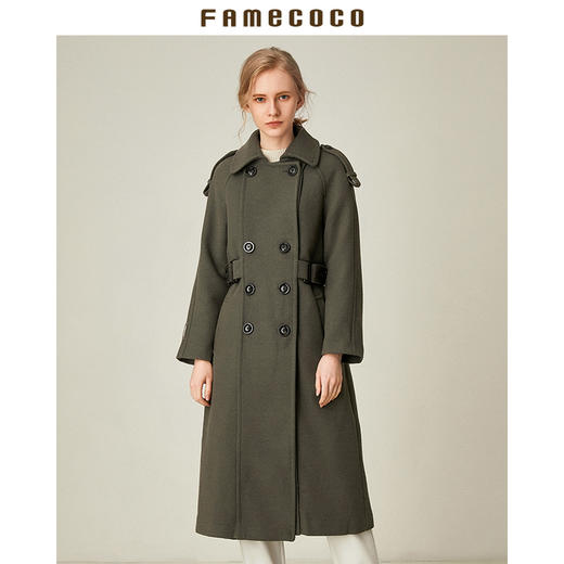 famecoco范可儿2020秋冬季女士大衣中长款收腰气质外套F177AC019 商品图0