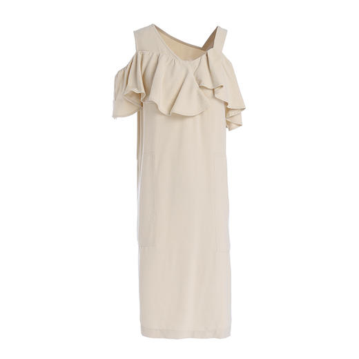 famecoco范可儿无袖连衣裙女夏显瘦荷叶边气质中长裙F193FA007 商品图4