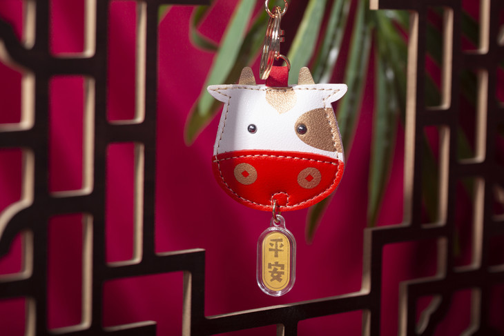 「牛年吉语挂件」牛转乾坤牛年挂饰足金饰品钥匙扣本命年生肖牛情侣款