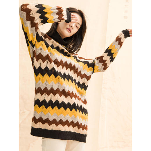 famecoco范可儿高领毛衣女2021年春季设计感上衣中长款F191DB131 商品图1