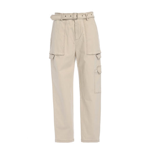 famecoco范可儿工装休闲裤女纯棉运动休闲九分裤直筒裤F195GA026 商品图4