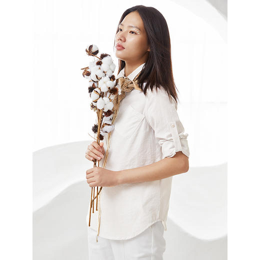 famecoco范可儿秋季女士棉衬衫长袖女宽松百搭上衣F205BA005 商品图0