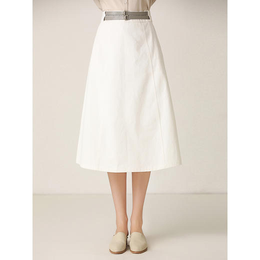 famecoco范可儿半身裙秋冬女复古A字裙百搭腰带中裙女F201HA016 商品图3