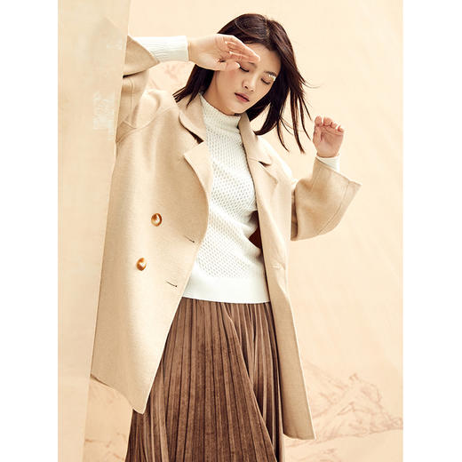 Famecoco范可儿双面呢大衣女中长款冬季毛呢外套F198AC008 商品图3