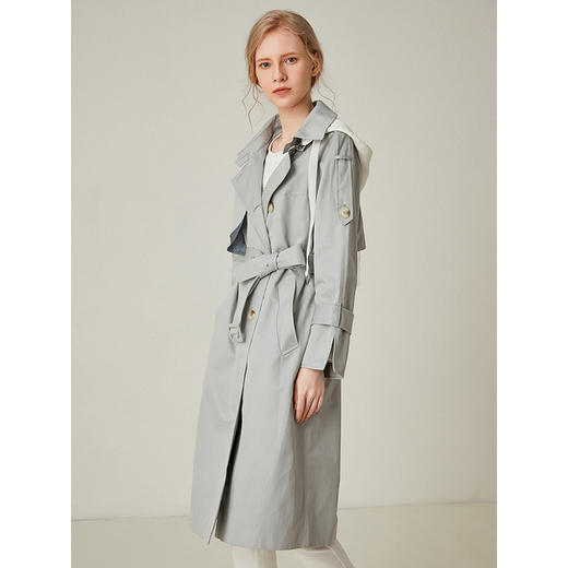 Famecoco范可儿风衣女中长款宽松连帽外套F195AA004 商品图0