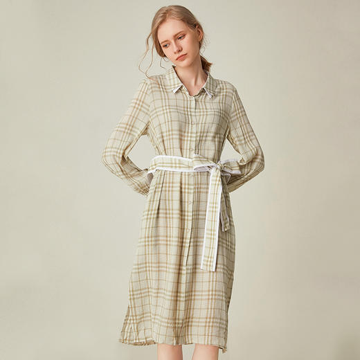 famecoco范可儿连衣裙格纹衬衫裙显瘦长袖连衣裙女F191FA026 商品图0