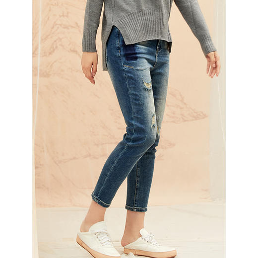 famecoco范可儿小脚裤女秋冬显瘦九分牛仔裤裤子F198GA012 商品图0