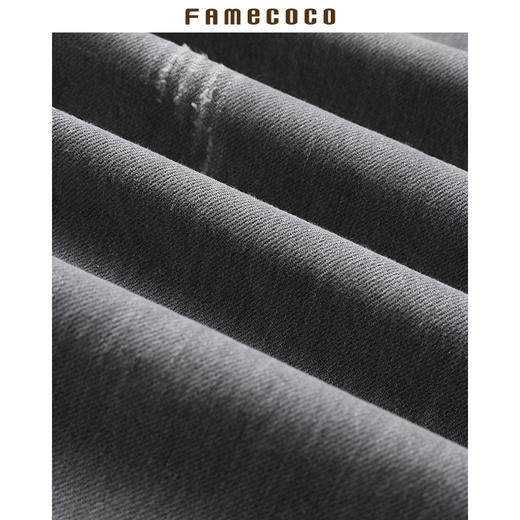 famecoco范可儿休闲牛仔裤直筒宽松灰色长裤F185GA132 商品图3